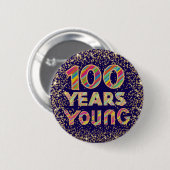 Rond 5 Cm 100 ans jeune 100e anniversaire fantaisie badge (Devant & derrière)