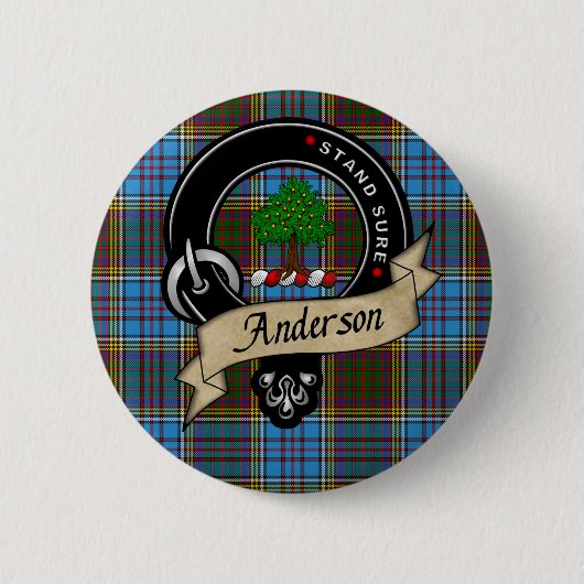 Rond 5 Cm Anderson Clan Badge & Tartan (Devant)
