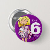 Rond 5 Cm Anniversaire fille nom et bouton d'âge / badge vio (Devant & derrière)