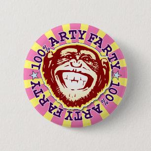 Rond 5 Cm Arty Farty 100% Funny Funky Monkey Badge