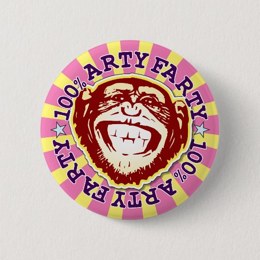 Rond 5 Cm Arty Farty 100% Funny Funky Monkey Badge (Devant)