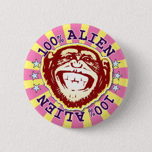 Rond 5 Cm Badge Alien 100% Drôle Funky Singe