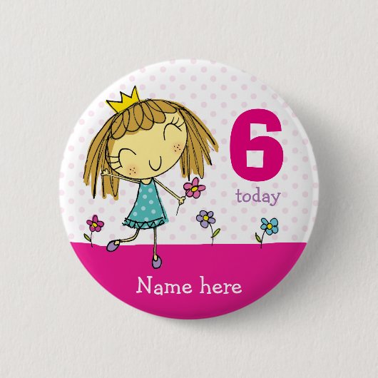 Rond 5 Cm ♥ BADGE ♥ Anniversaire rose princesse quel que soi (Devant)