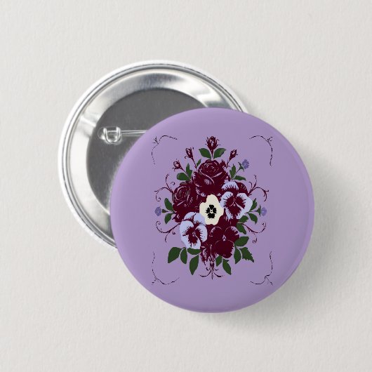 Rond 5 Cm Badge  - Bouquet de Violettes  (Devant & derrière)