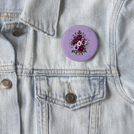 Rond 5 Cm Badge  - Bouquet de Violettes  (En situation)