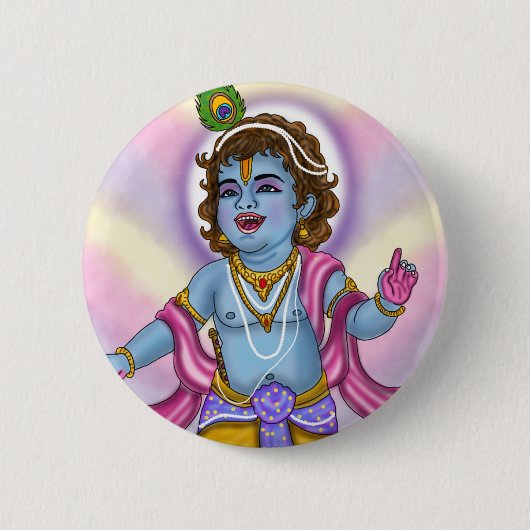 Rond 5 Cm Badge bouton Lord Krishna (Devant)