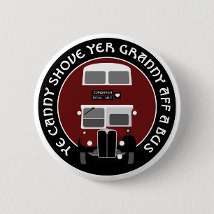 Rond 5 Cm Badge de bus à deux étages vintage d'Édimbourg