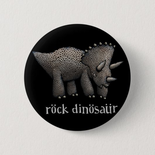 Rond 5 Cm Badge de dinosaure de Rocher Tricératops (Devant)