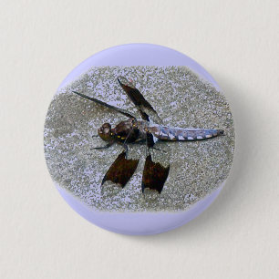 Rond 5 Cm Badge de libellule bleue