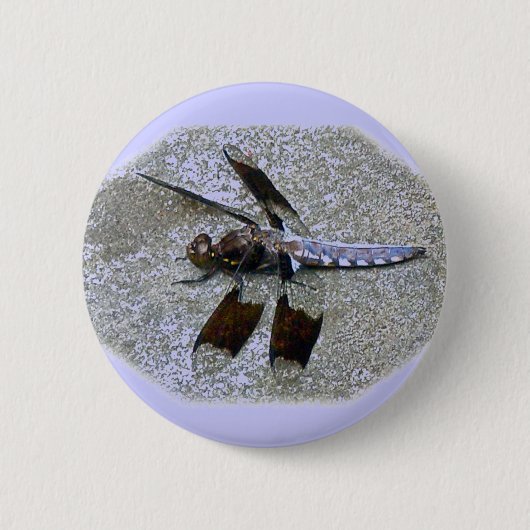Rond 5 Cm Badge de libellule bleue (Devant)