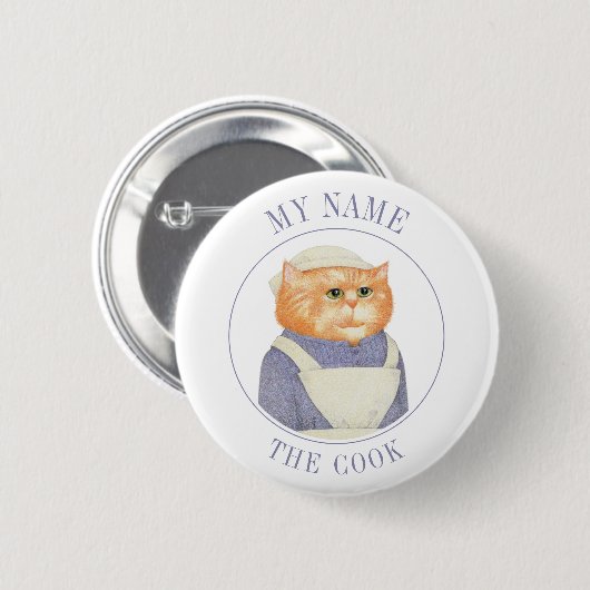 Rond 5 Cm Badge de nom de chat de cuisine II (Devant & derrière)
