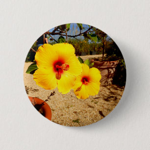 Rond 5 Cm Badge d'hibiscus jaune