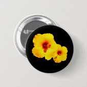Rond 5 Cm Badge d'hibiscus jaune (Devant & derrière)