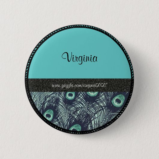 Rond 5 Cm Badge d'identification: Motif et turquoise (Devant)