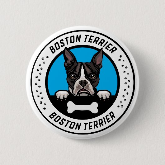 Rond 5 Cm Badge d'illustration de Boston Terrier Peeking (Devant)