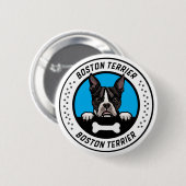 Rond 5 Cm Badge d'illustration de Boston Terrier Peeking (Devant & derrière)