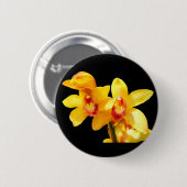 Rond 5 Cm Badge d'orchidée Cymbidium jaune (Devant & derrière)