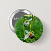 Rond 5 Cm Badge d'orchidée d'abeille (Devant & derrière)