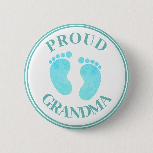 Rond 5 Cm Badge - Fière Grand-mère Pieds Bleus Garçon (Devant)