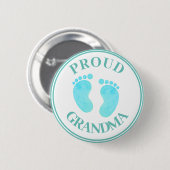 Rond 5 Cm Badge - Fière Grand-mère Pieds Bleus Garçon (Devant & derrière)