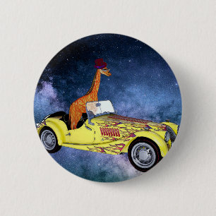 Rond 5 Cm Badge Girafe dans l'espace