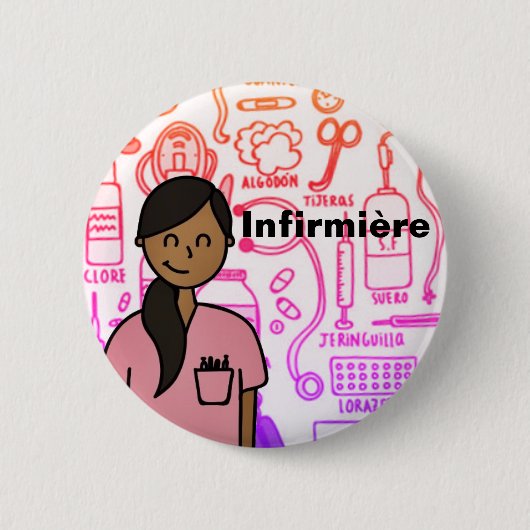 Rond 5 Cm Badge Infirmière (Devant)