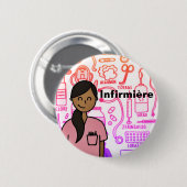 Rond 5 Cm Badge Infirmière (Devant & derrière)