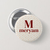 Rond 5 Cm Badge Monogramme Meryam avec fond de coeurs (Devant & derrière)