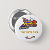 Rond 5 Cm Badge nominatif de papillon (Devant & derrière)