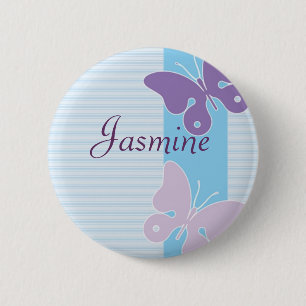 Rond 5 Cm Badge nominatif personnalisé - papillons