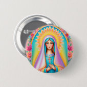 Rond 5 Cm Badge Sainte Vierge Marie (Devant & derrière)