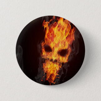 Rond 5 Cm Badge Tête de mort en flammes