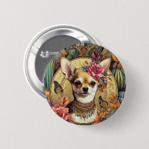 Rond 5 Cm Badge Vintage Chihuahua Style Art Nouveau