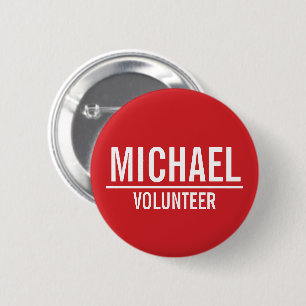 Rond 5 Cm Badge volontaire rouge avec nom personnalisé