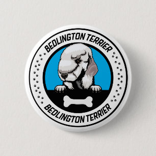 Rond 5 Cm Bedlington Terrier Peeking Illustration Badge
