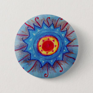 Rond 5 Cm Bleu Mandala Round Badge
