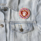 Rond 5 Cm Blonde 100% Funny Funky Monkey Badge (En situation)