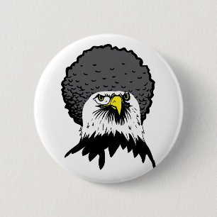 Rond 5 Cm Bouton Badge Fun Afro Aigle Américain Chauve Éping
