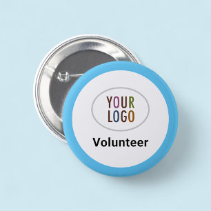 Rond 5 Cm Bouton bleu Volontaire Badge Pinback Logo personna