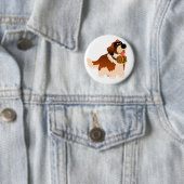 Rond 5 Cm Bouton caricature mignonne St Bernard Button Badge (En situation)