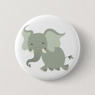 Rond 5 Cm Bouton Eléphant joyeux joli carton Badge