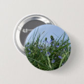 Rond 5 Cm Bouton Fleur Bleu / Badge (Devant & derrière)