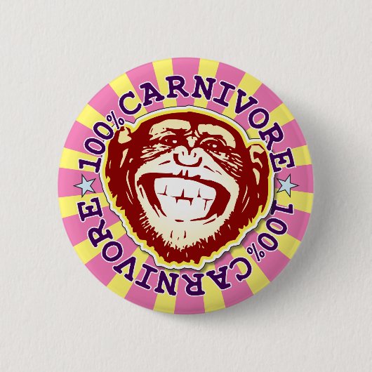 Rond 5 Cm Carnivore 100% Funny Funky Monkey Badge (Devant)