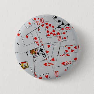Rond 5 Cm Cartes de poker éparpillées, badge de bouton