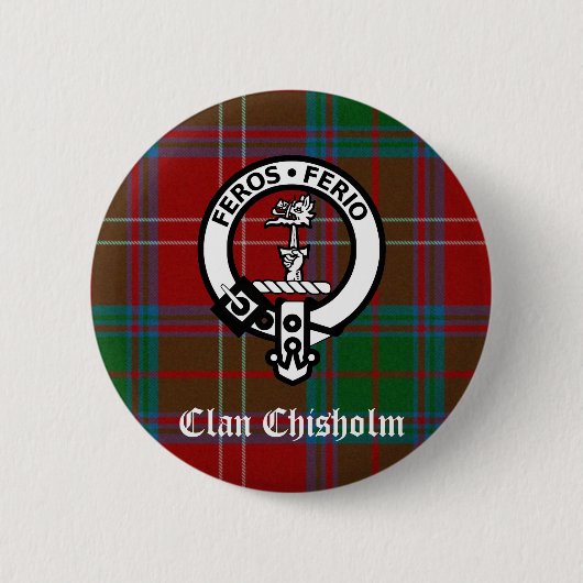 Rond 5 Cm Clan Chisholm Tartan & Crest Badge (Devant)