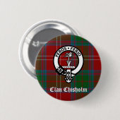 Rond 5 Cm Clan Chisholm Tartan & Crest Badge (Devant & derrière)