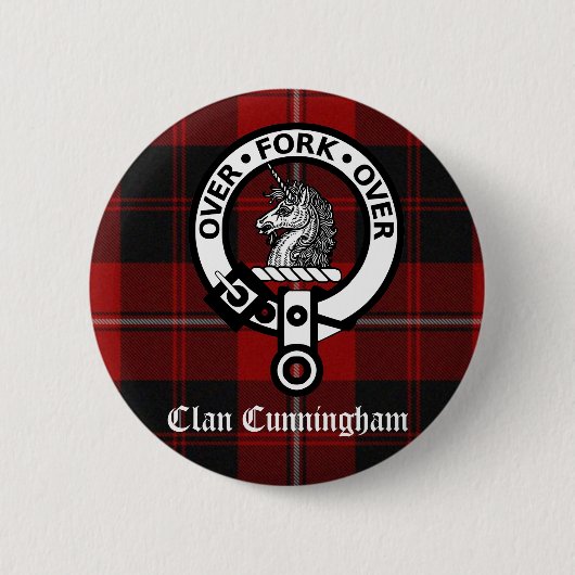 Rond 5 Cm Clan Cunningham Badge & Tartan (Devant)