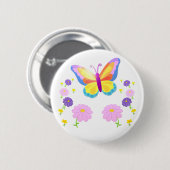Rond 5 Cm Colorful Butterfly and Flowers Button Badge (Devant & derrière)