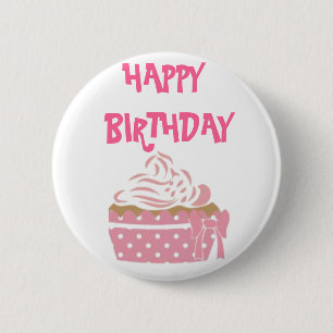 Rond 5 Cm Cupcake rose Badge d'anniversaire