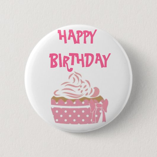 Rond 5 Cm Cupcake rose Badge d'anniversaire (Devant)